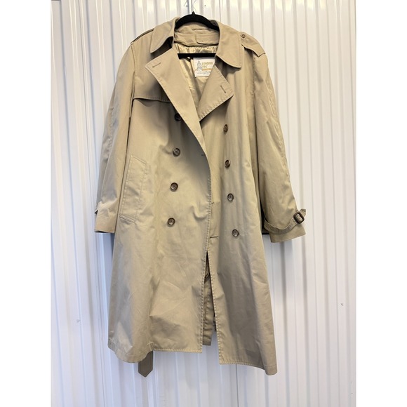 London Fog Other - London Fog Mens 42 REG Khaki Trench Coat Double Breasted Removable Liner USA